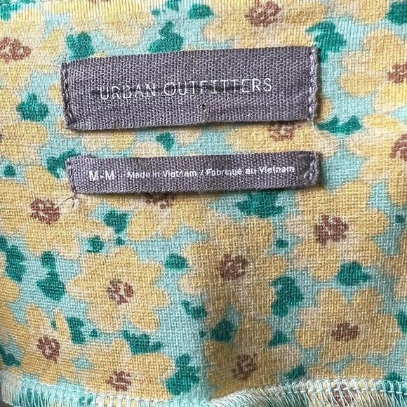 Urban Outfitters Yellow Floral Keyhole Mini Dress Medium - Picture 6 of 7